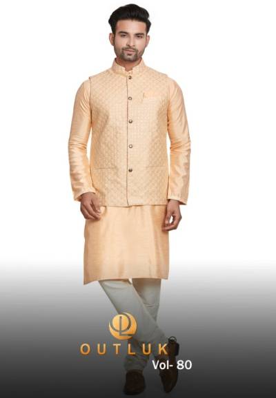Outlook Vol 80 Designer Wedding Mens Kurta Pajama With Koti Collection